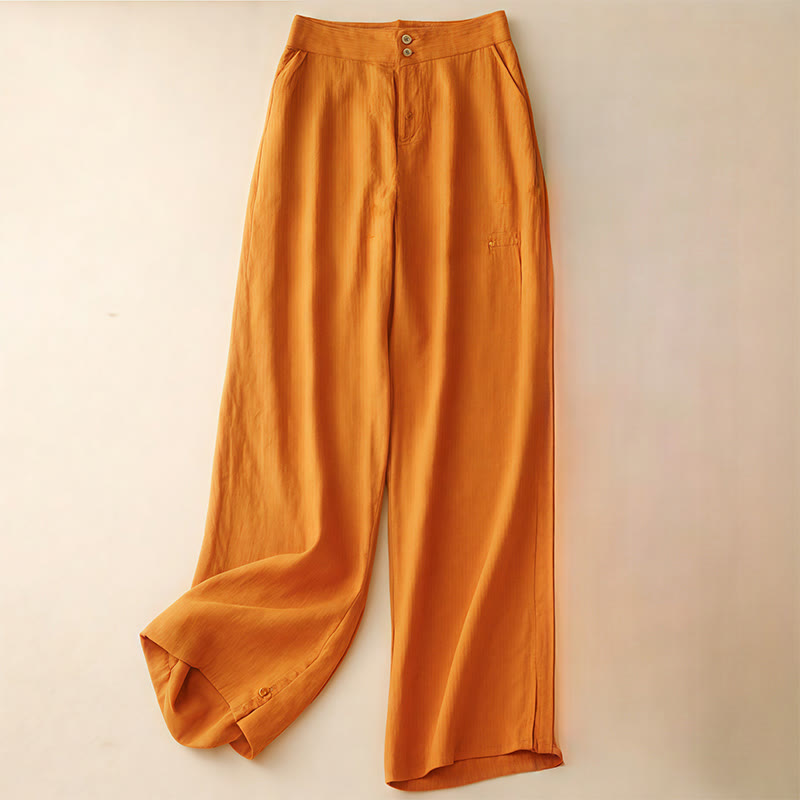 Sommer-Freizeithose mit schlichtem Reißverschlussdesign, weitem Bein und Taschen für Damen