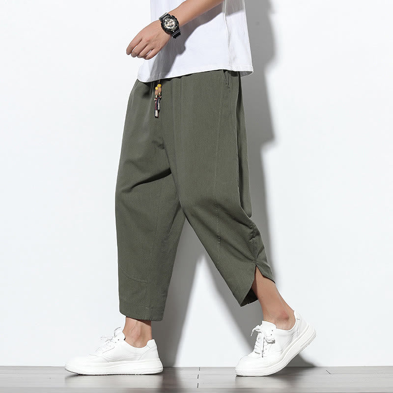 Lässige Sommer-Haremshose für Herren mit Kordelzug, Länge 7-8, mit Taschen