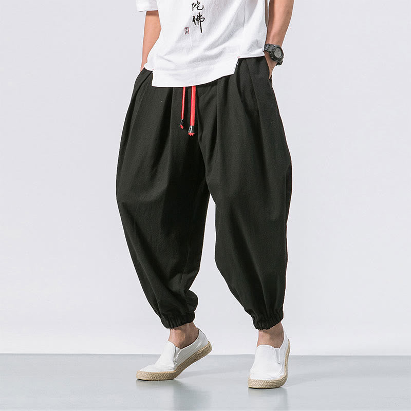 Casual Sports Herren Einfarbige Baumwollhose mit Kordelzug und Taschen