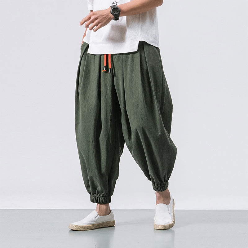 Casual Sports Herren Einfarbige Baumwollhose mit Kordelzug und Taschen