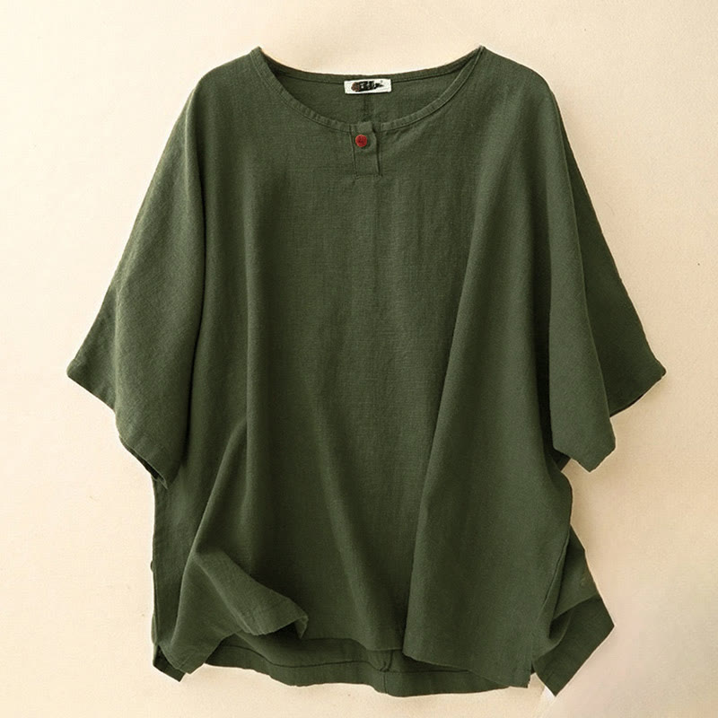 Schlichtes Damen-T-Shirt mit Rundhalsausschnitt und Halbarm, locker geschnitten
