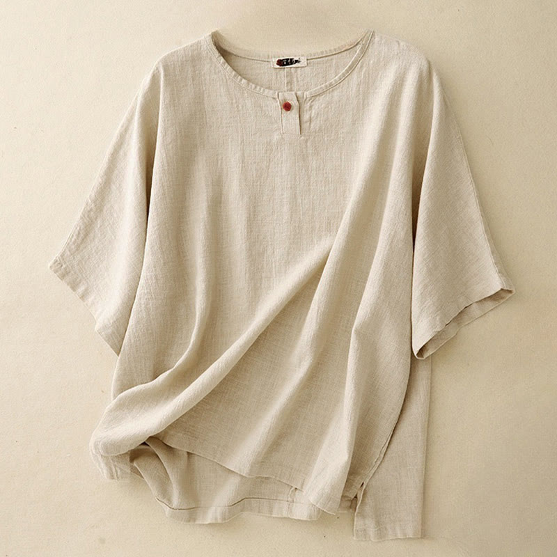 Schlichtes Damen-T-Shirt mit Rundhalsausschnitt und Halbarm, locker geschnitten