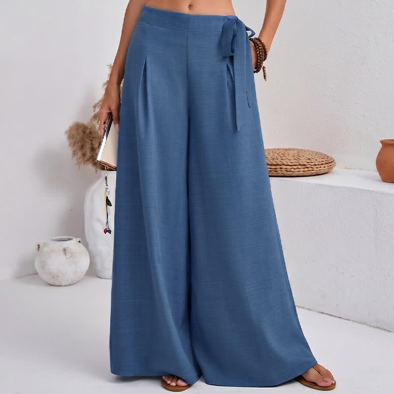 Frühlings-Freizeithose im Retro-Stil mit Kordelzug, weitem Bein und Taschen