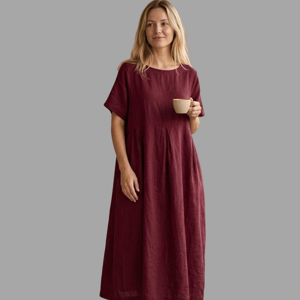 Giulia Vestito Maxi Estivo da Donna – Abito Casual in Cotone con Girocollo