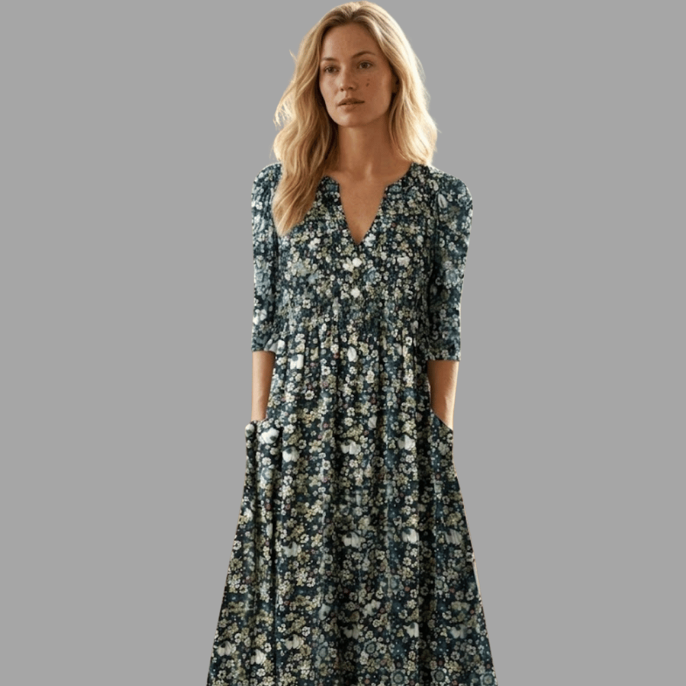 Abito Floreale Mini con Scollo V Elegante