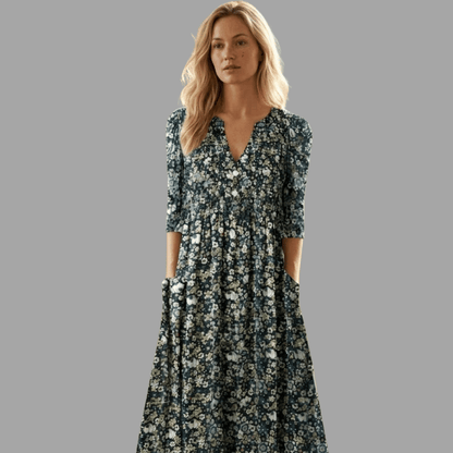 Abito Floreale Mini con Scollo V Elegante