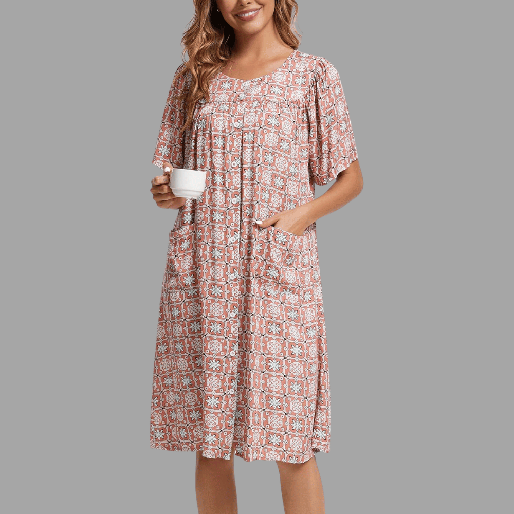 Marta Abito Casa Donna – Vestito Comodo Cotone, Bottoni e Tasche Relax