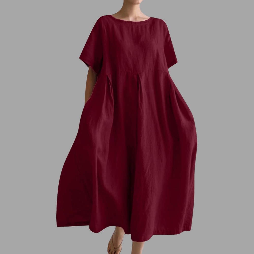 Giulia Vestito Maxi Estivo da Donna – Abito Casual in Cotone con Girocollo