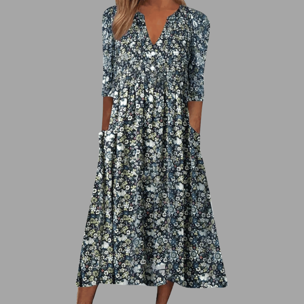 Abito Floreale Mini con Scollo V Elegante