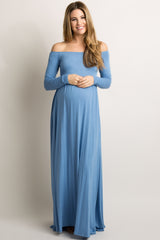 Schulterfreies Umstandsmaxikleid mit Off-Shoulder-Ausschnitt