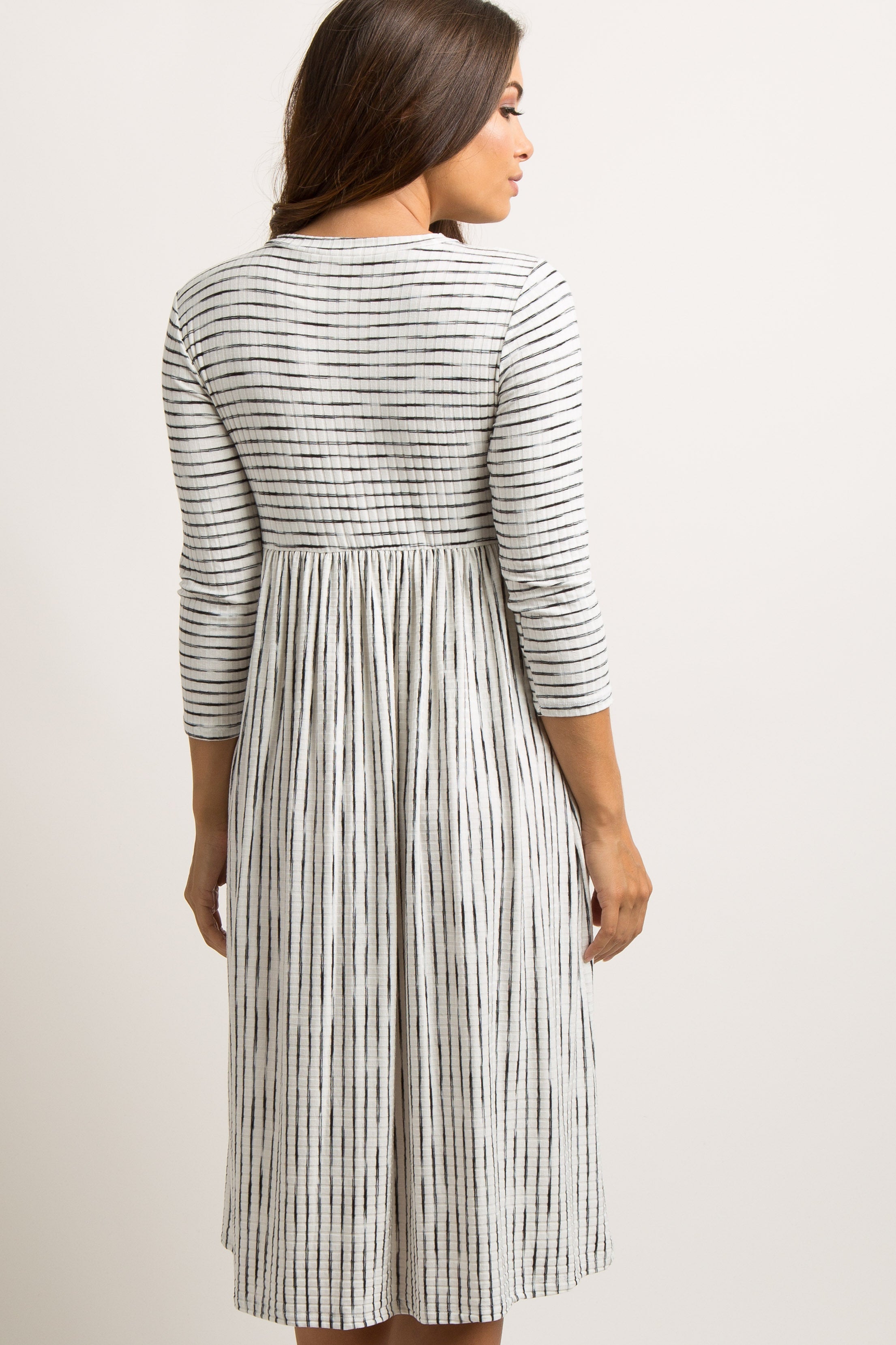 Umstands-Midikleid in Rippstrick mit Streifen