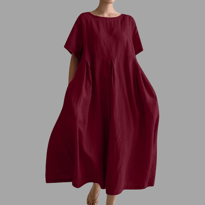 Giulia Vestito Maxi Estivo da Donna – Abito Casual in Cotone con Girocollo