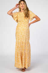 Umstandsmaxikleid mit Blumenmuster und plissiertem Saum