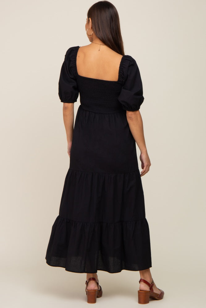 Umstandsmaxikleid mit Karree-Ausschnitt und Smok