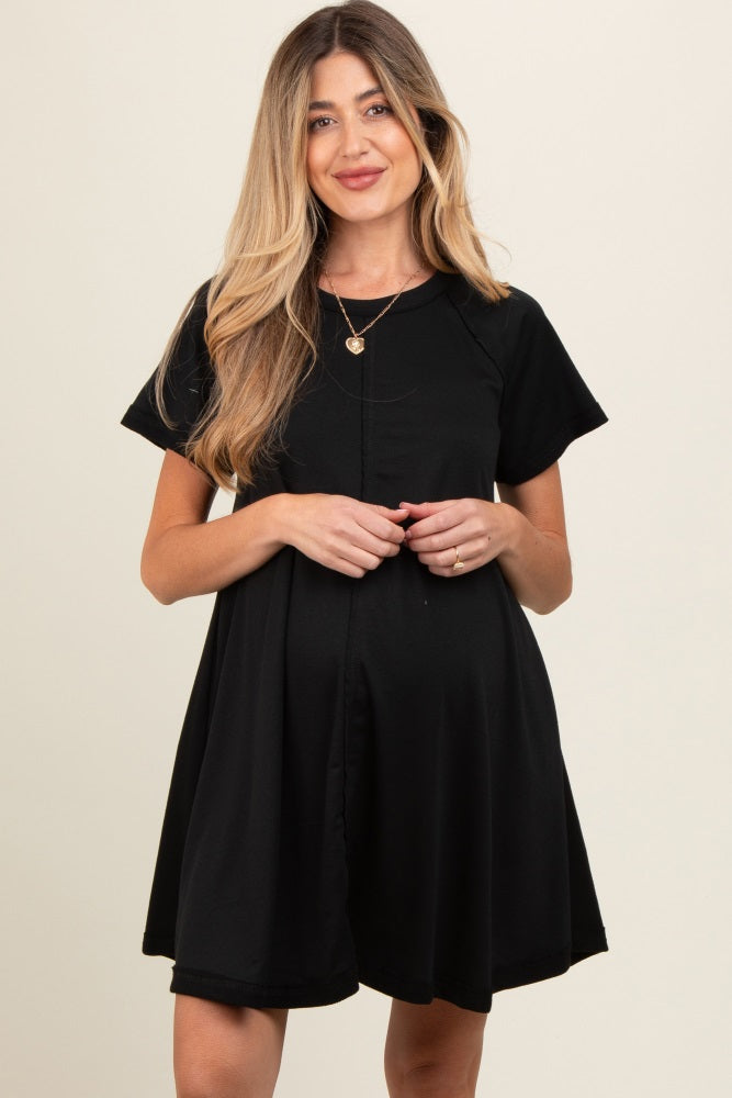 Umstands-Minikleid im T-Shirt-Stil in Schwarz