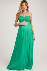Umstands-Maxikleid mit Smok-Detail und Neckholder