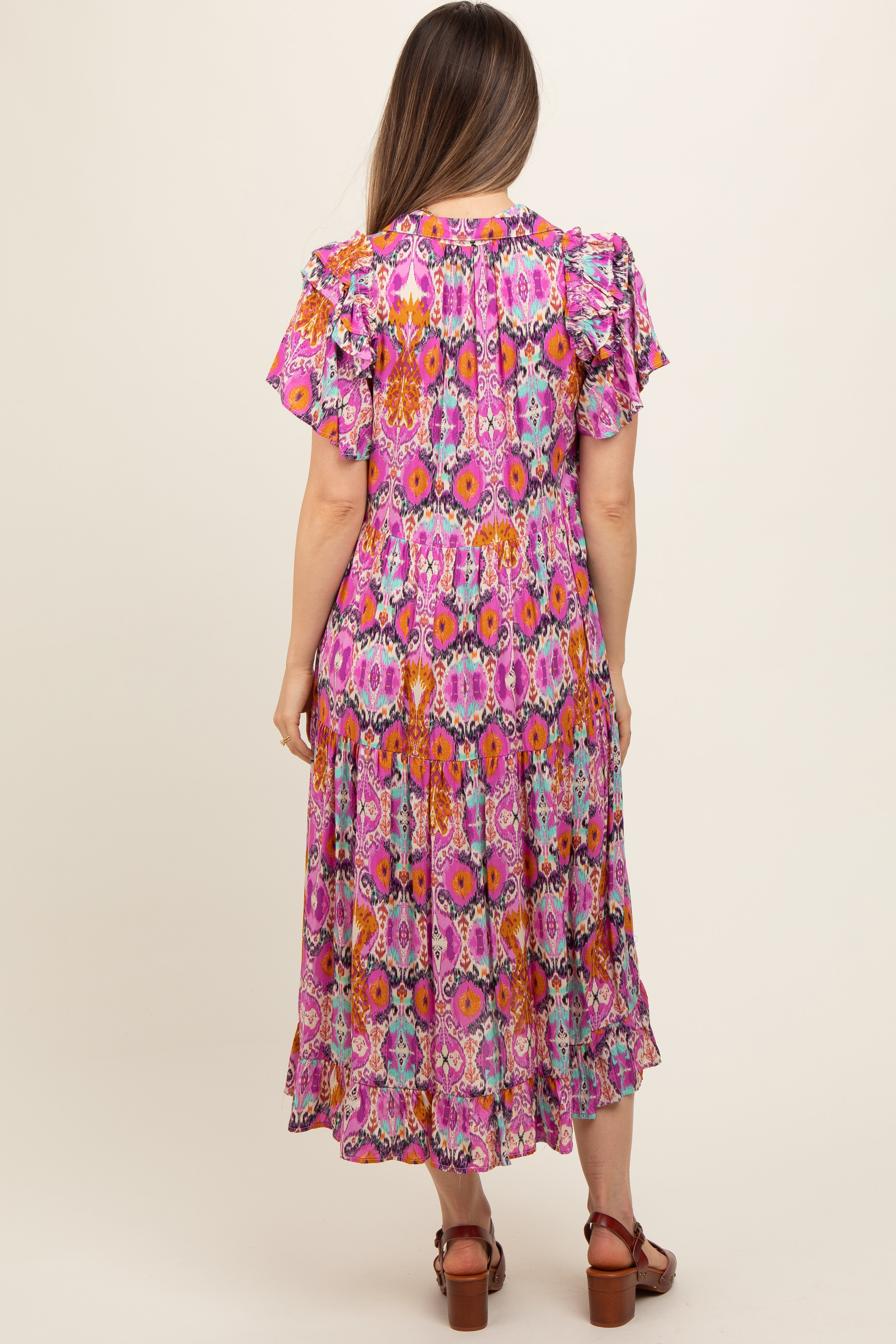 Umstands-Midikleid mit Muster und Rüschenakzent