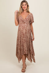 Umstands-Maxikleid mit Twist-Detail und Cut-out in Braun