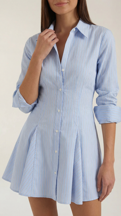 Abito Chemisier Donna | Righe & Gonna Plissettata Svasata