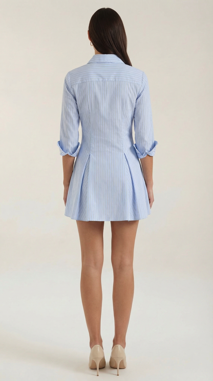 Abito Chemisier Donna | Righe & Gonna Plissettata Svasata