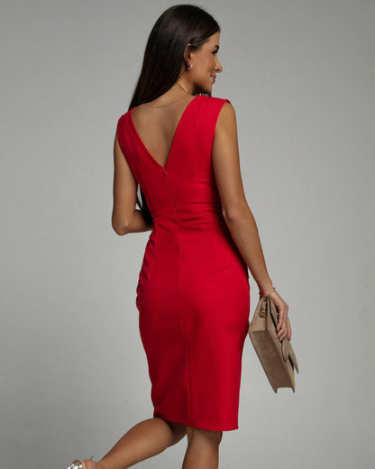 Abito Midi Elegante Donna | Vita Definita & Spacco Slancia