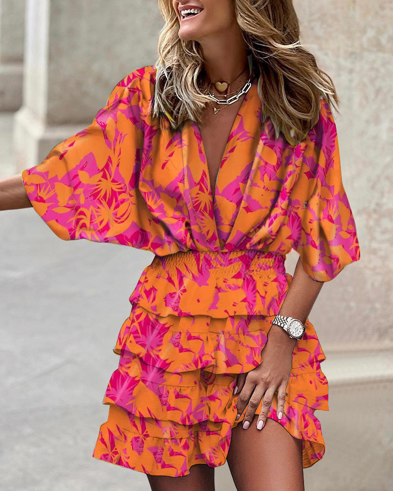 Abito Midi Fleurie Donna | Stampa Bold & Vita Elasticizzata