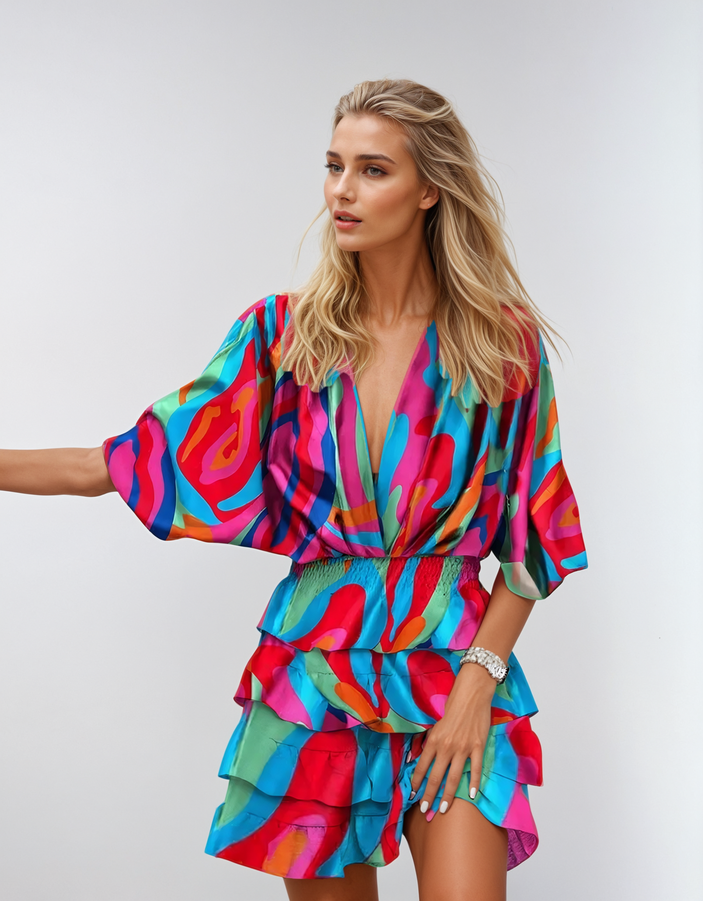 Abito Midi Fleurie Donna | Stampa Bold & Vita Elasticizzata