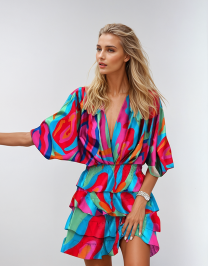 Abito Midi Fleurie Donna | Stampa Bold & Vita Elasticizzata