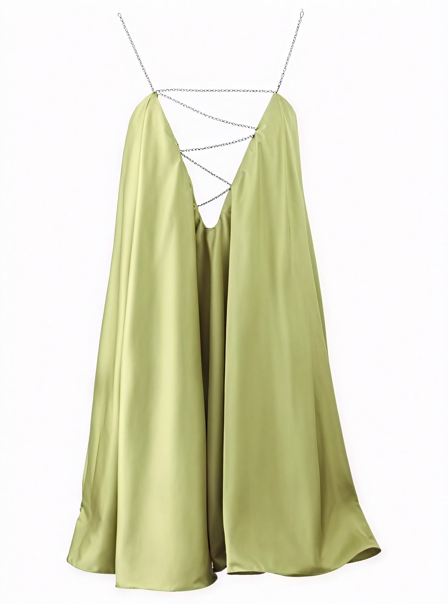 Abito Mini Donna | Bretelle a Catena Argentata & Scollo a V | Design Gioiello