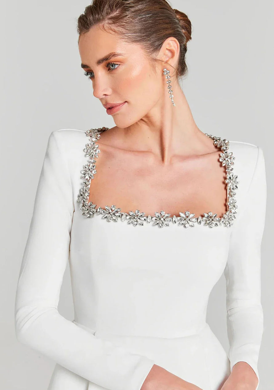 Abito mini elegante Donna | Scollo quadrato gioiello & Silhouette valorizzata