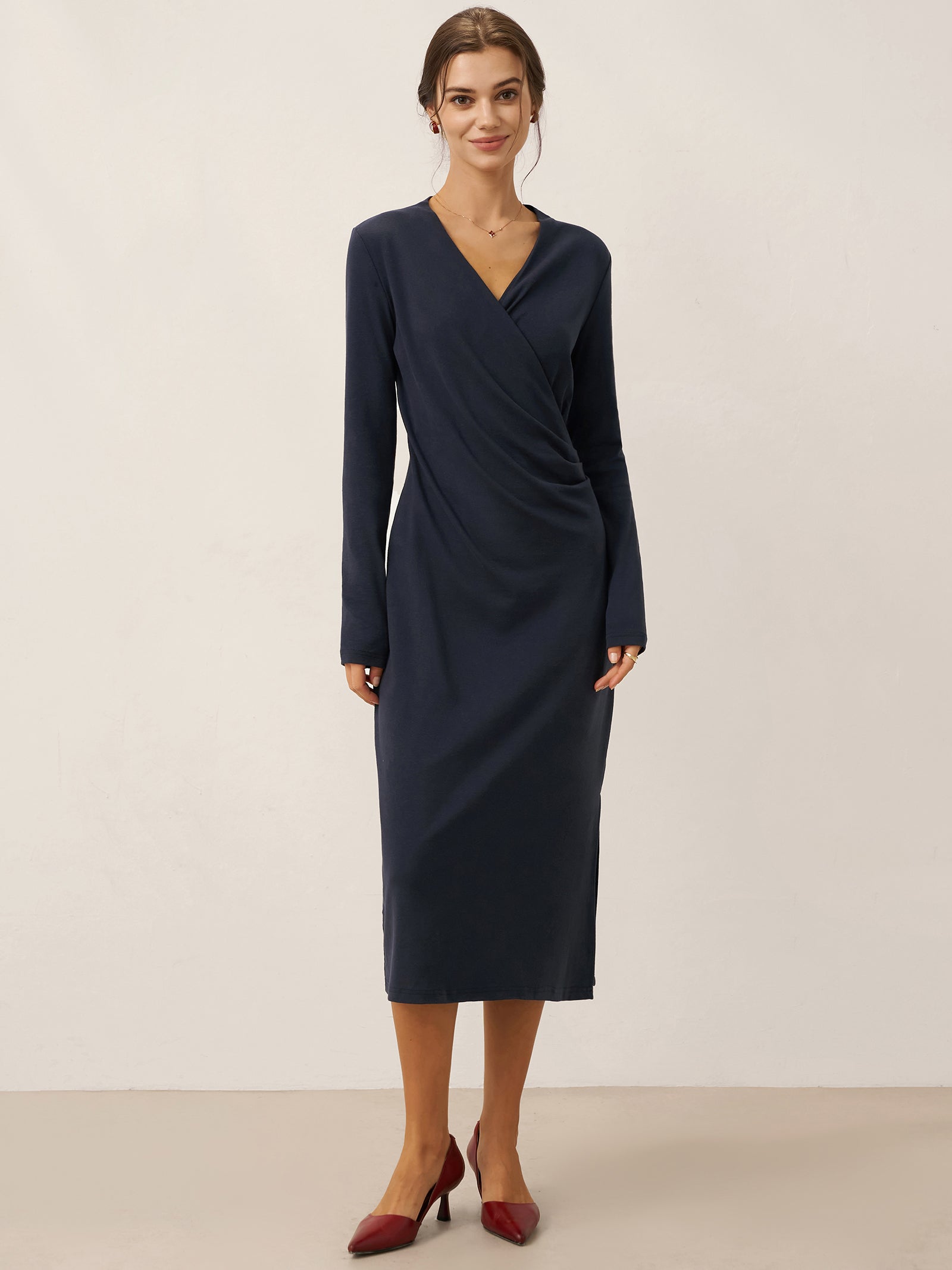 Linnen Wrap Midi-jurk