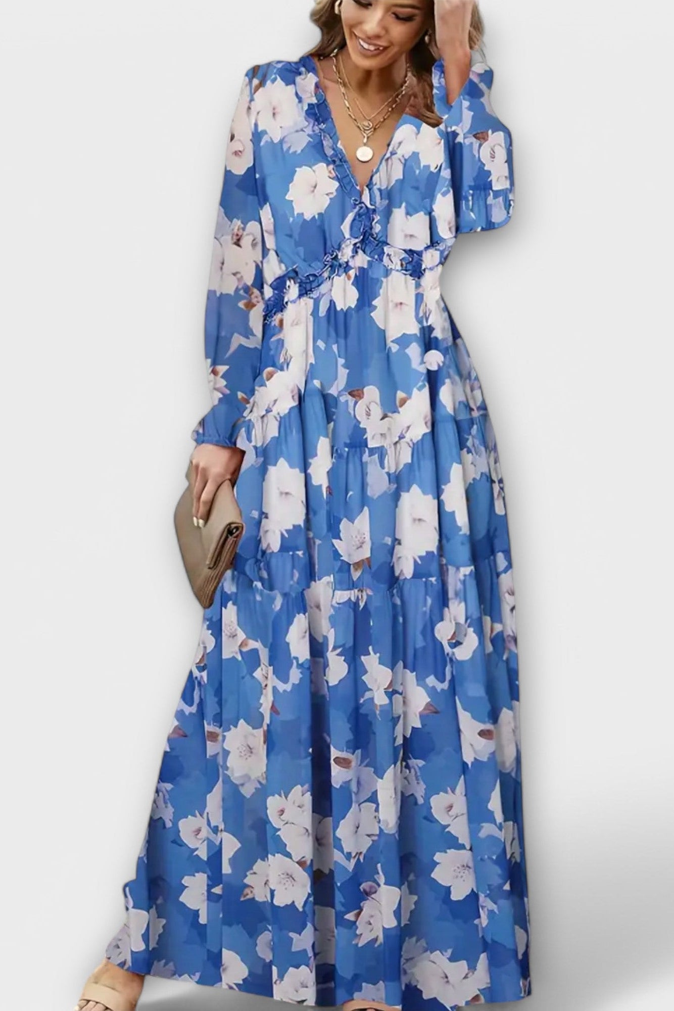 Maxi abito floreale Donna | Vita Elasticizzata & Silhouette Slanciata