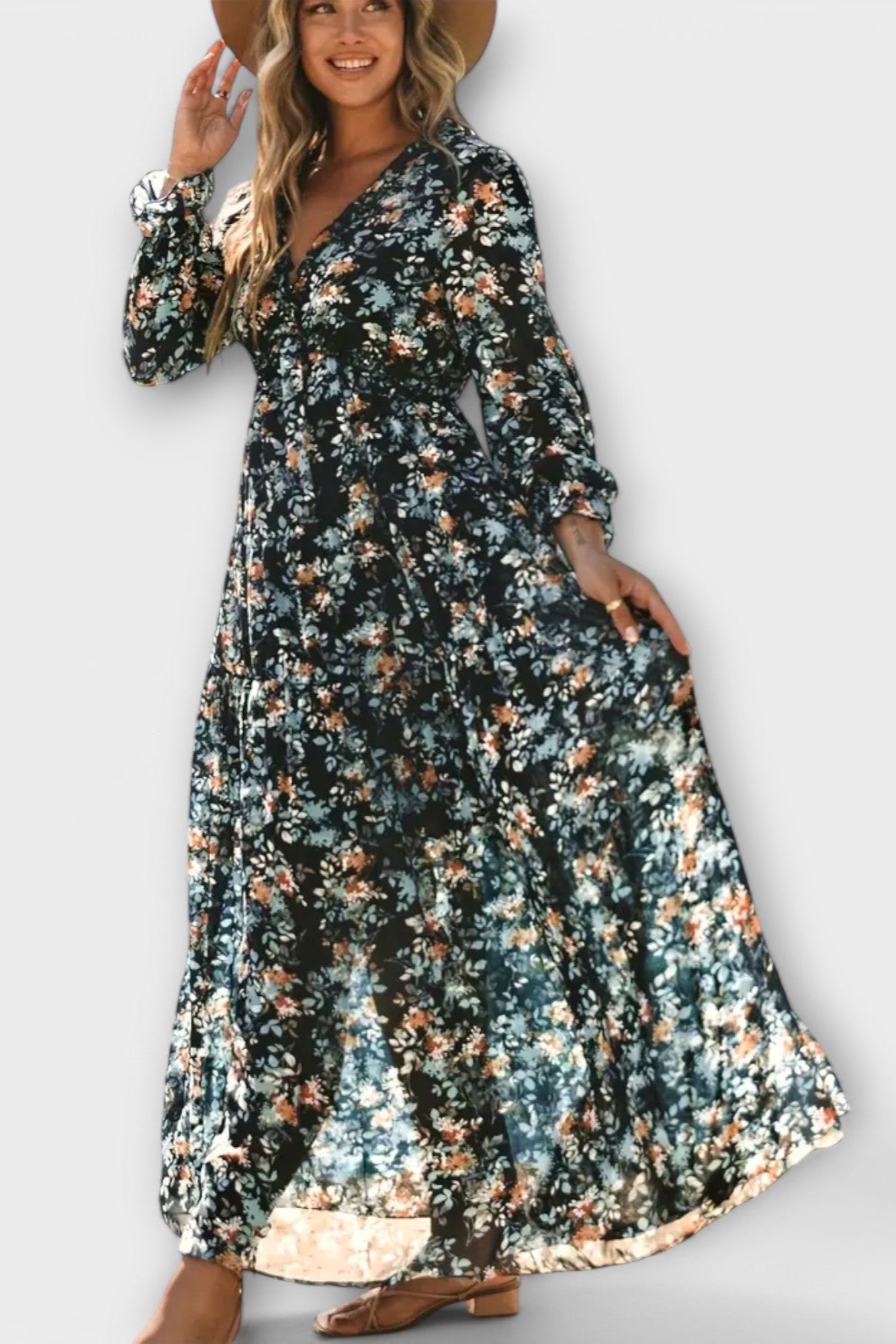 Maxi abito floreale Donna | Vita Elasticizzata & Silhouette Slanciata