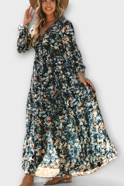 Maxi abito floreale Donna | Vita Elasticizzata & Silhouette Slanciata