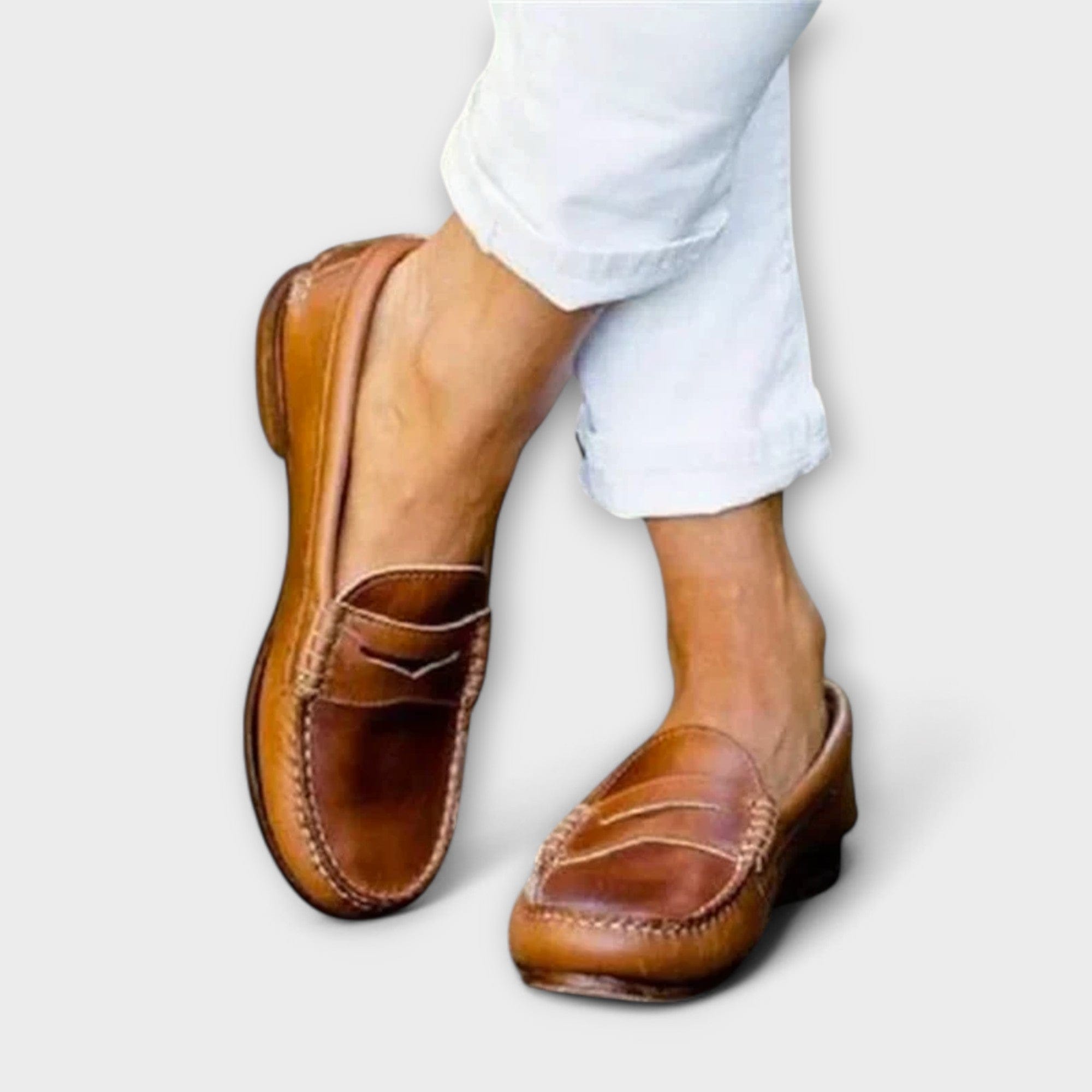 Leder-Mokassins Damen Fedra Eva, Klassische Slip-On