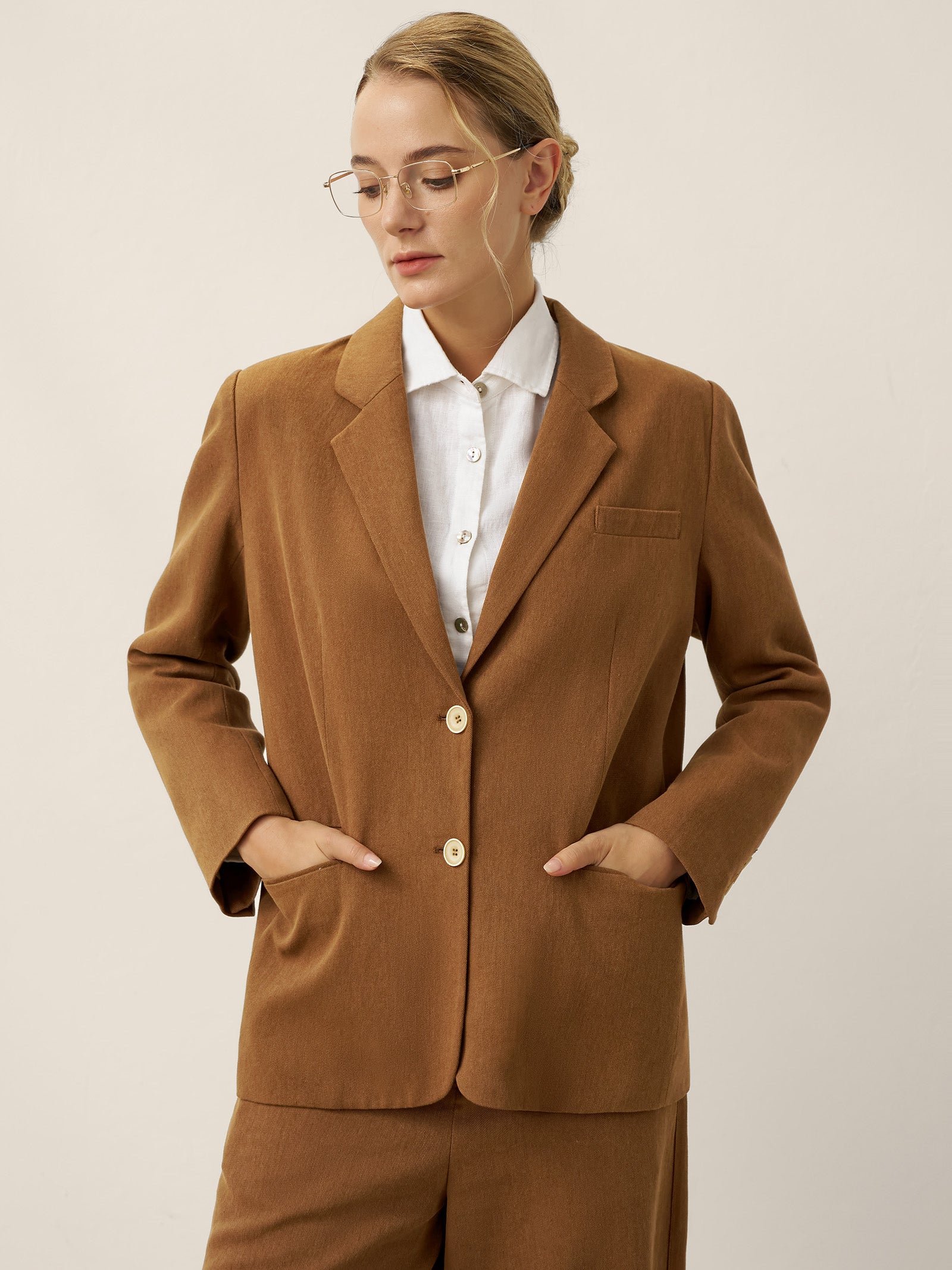 Linnen Blazer Dames Getailleerd