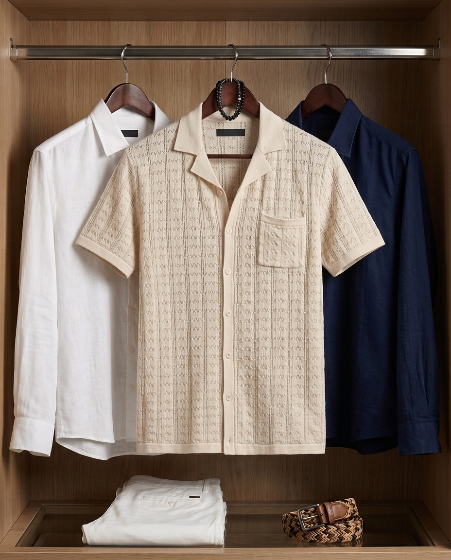 Cuban Collar Poloshirt Heren