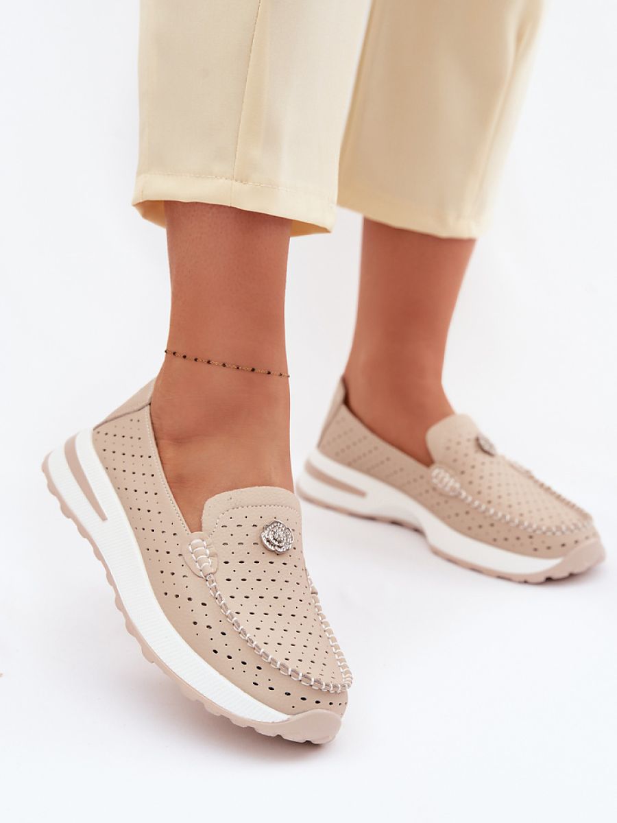 Kunstleder-Mokassins Damen Isa Vera, elegante Schlupfform