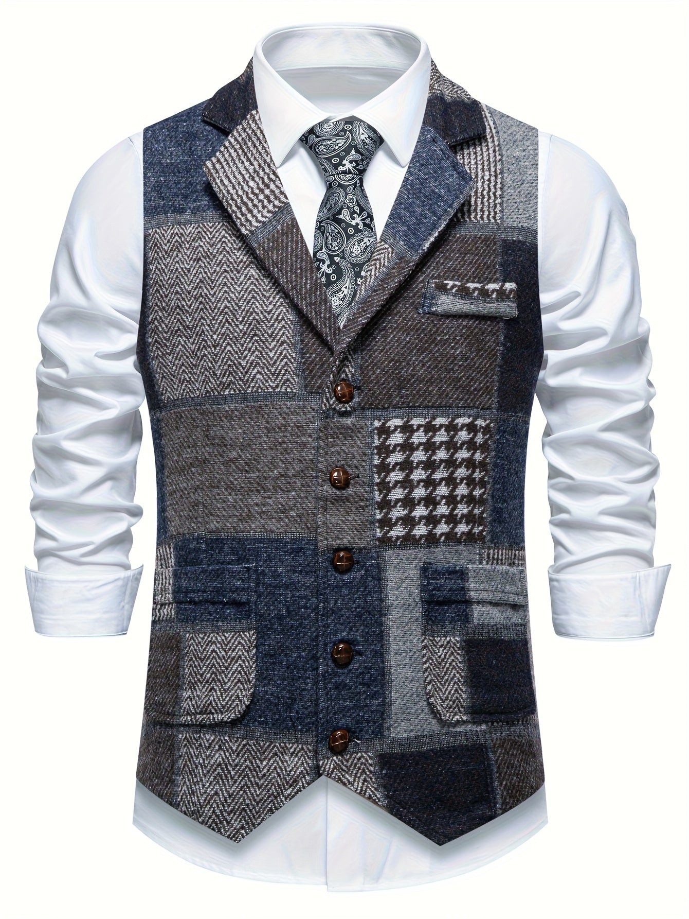 Gilet Heren met Patchwork Detail
