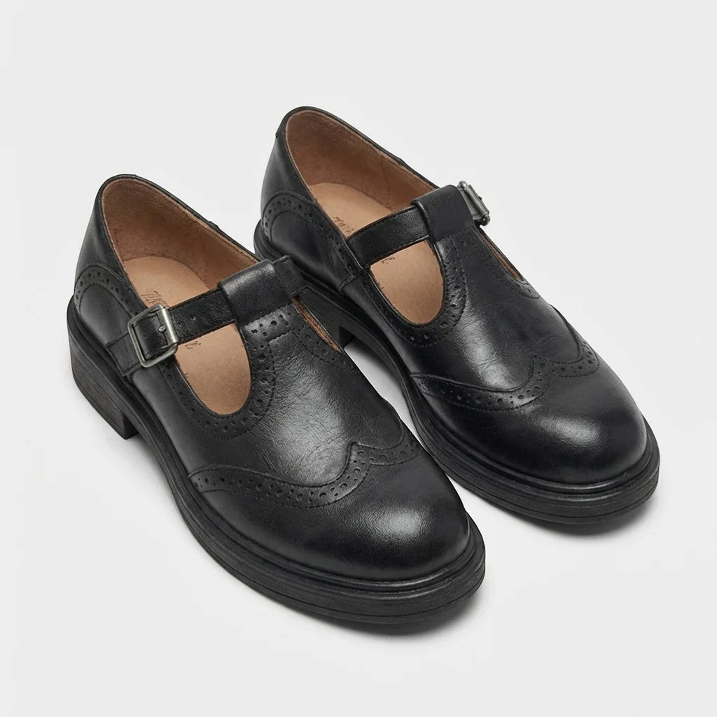 Komfort-Mokassins Damen Fara Alba aus Leder, klassische Slipper mit Schnalle