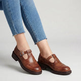 Komfort-Mokassins Damen Fara Alba aus Leder, klassische Slipper mit Schnalle