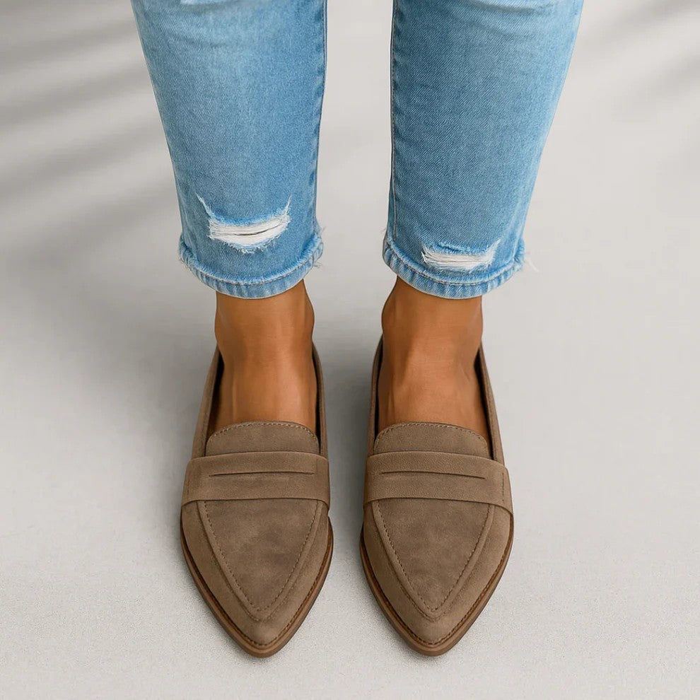 Komfort-Mokassins Damen Fara Rosa aus Wildleder, weiche Slipper