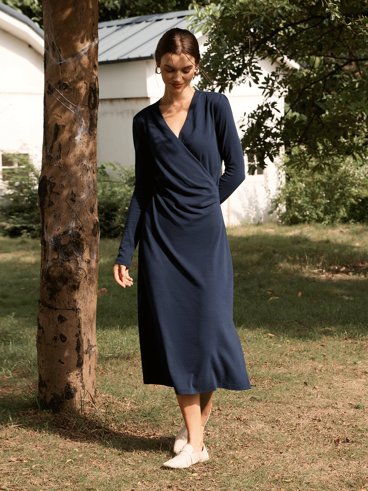 Linnen Wrap Midi-jurk