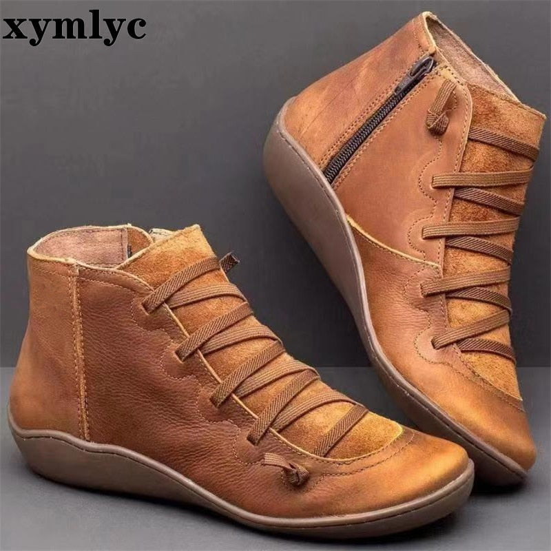 Elegante Damen Leder-Stiefeletten mit Fellfutter