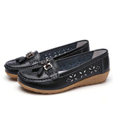 Damen Leder-Slipper mit flachem Absatz