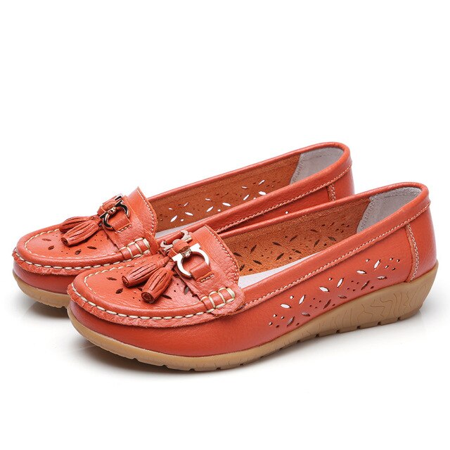 Damen Leder-Slipper mit flachem Absatz