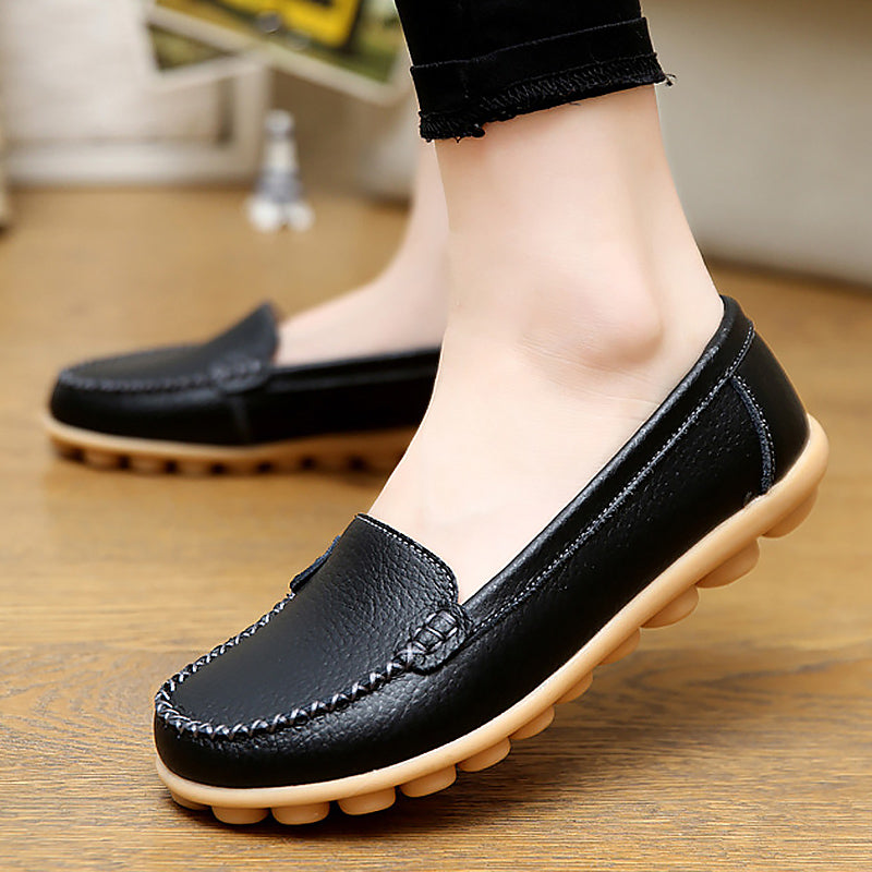 Damen Leder-Bootsschuhe zum Hineinschlüpfen