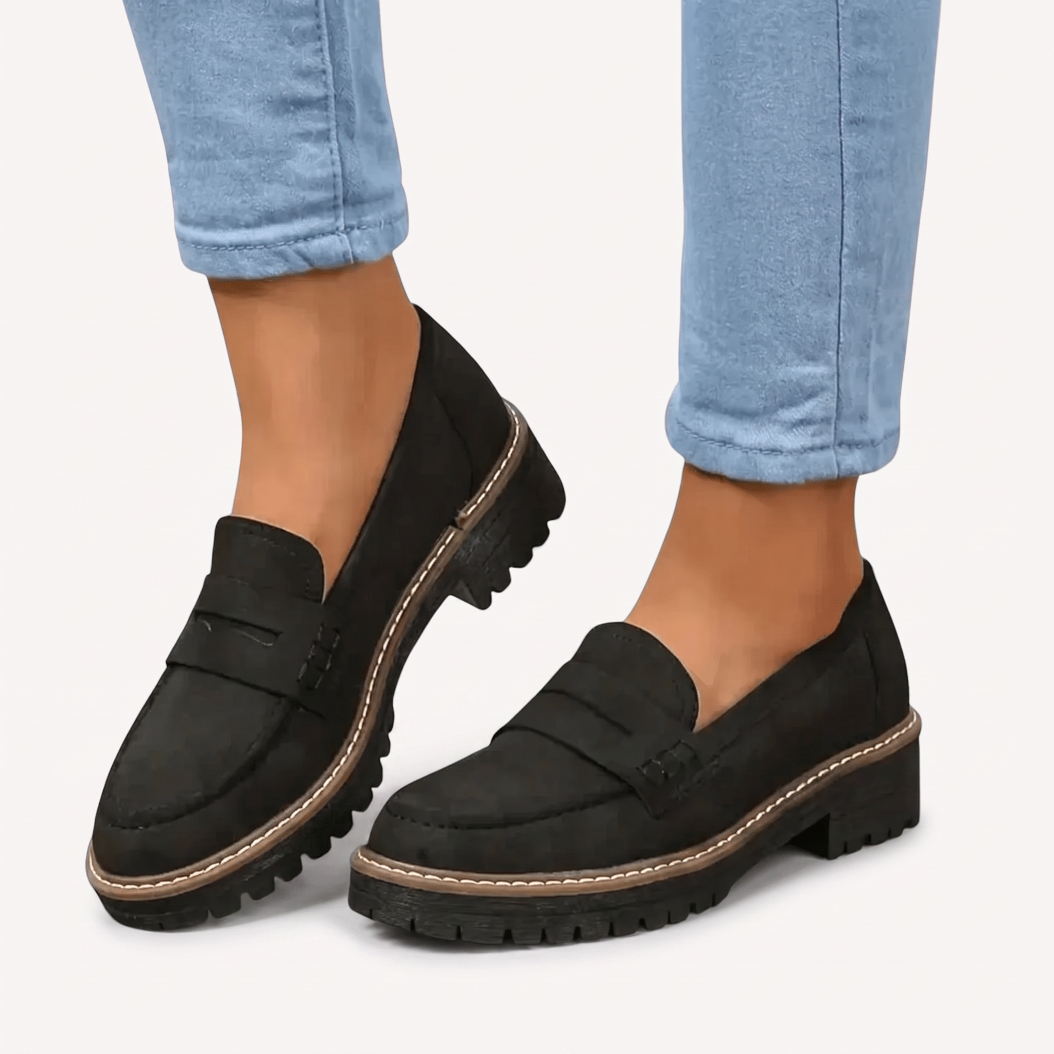 Ergonomische Leder-Mokassins Damen Clio Luce – sicherer Halt