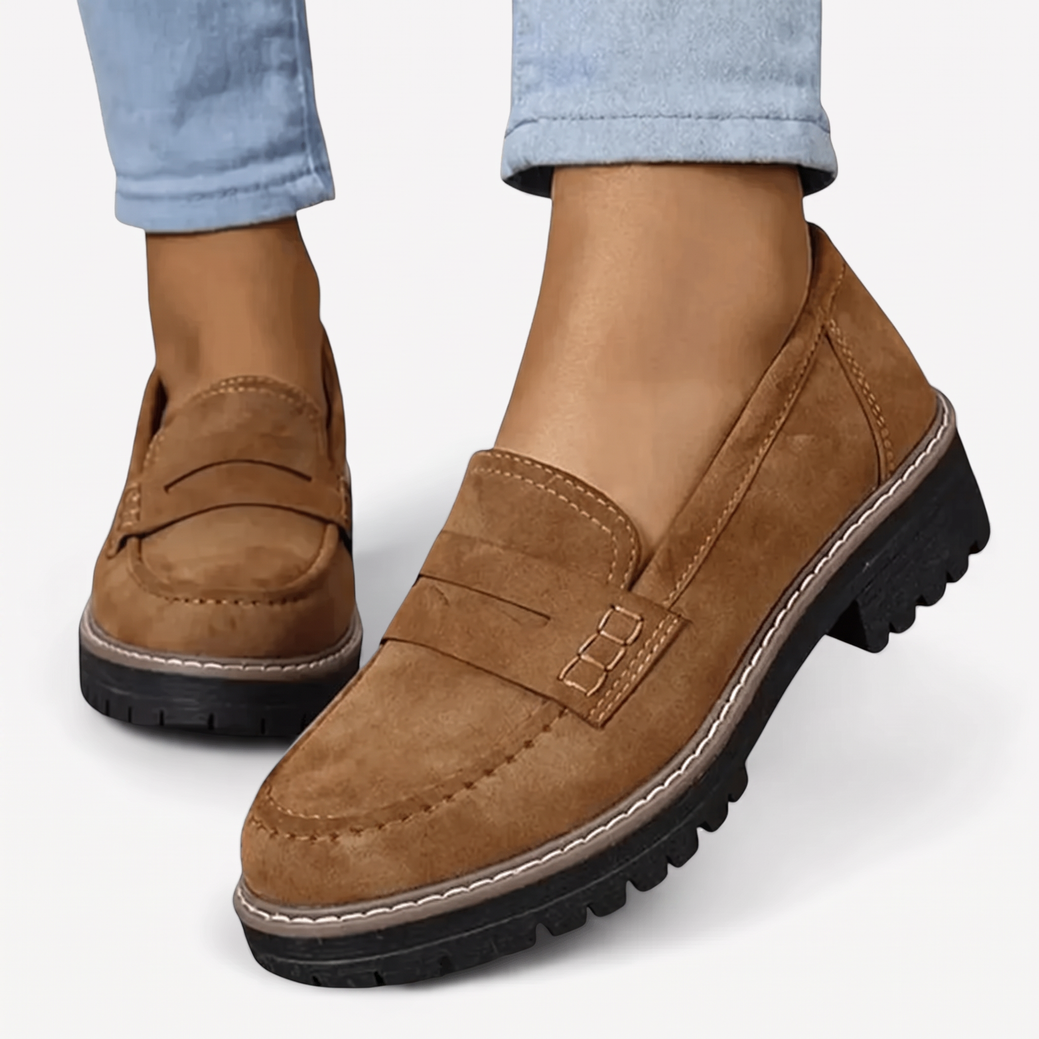 Ergonomische Leder-Mokassins Damen Clio Luce – sicherer Halt