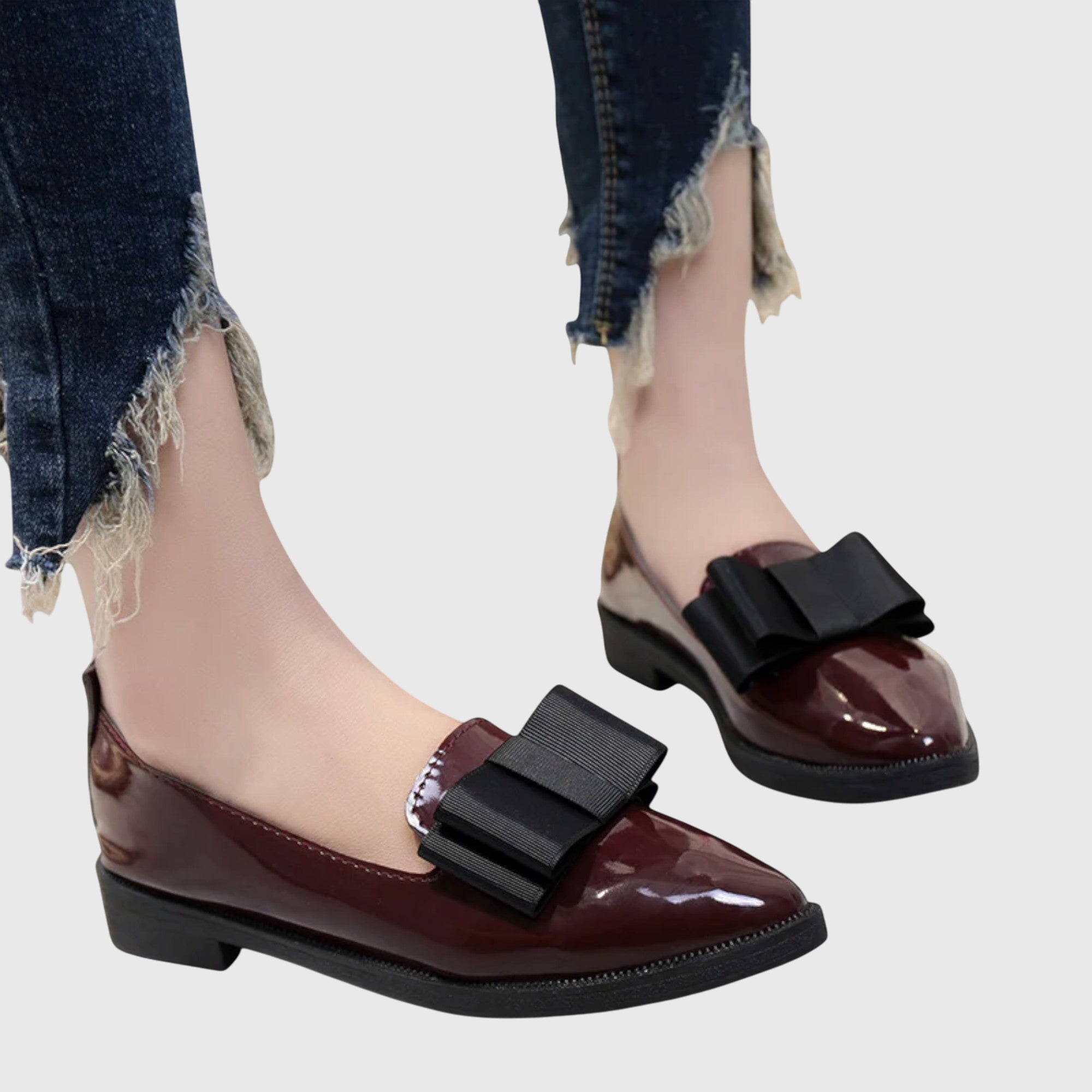 Klassische Komfort-Mokassins Damen Lina Laura, Slipper mit Schleife